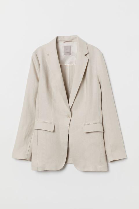 H & M - Blazer In Lino - Beige