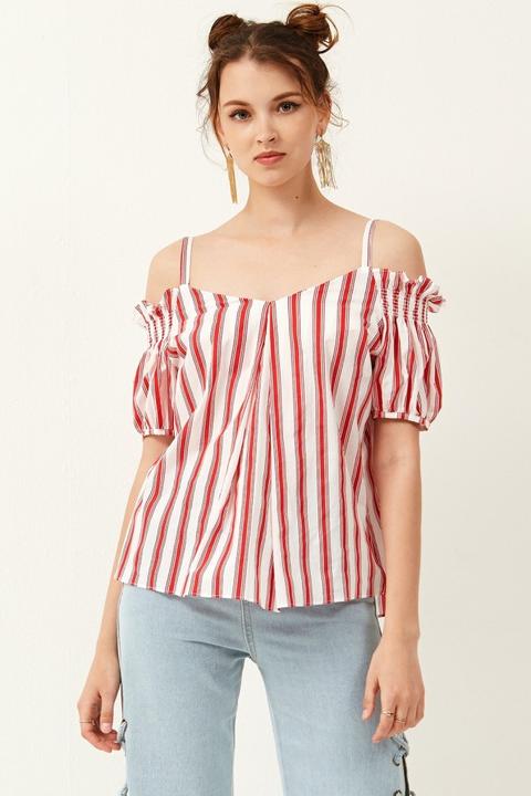 Sandy Stripe Off-the-shoulder Top