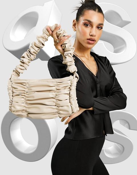 Bolso De Hombro Beis De Diseño Y Correa Fruncidos De Asos Design-multicolor