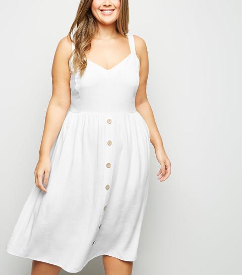 white linen strappy dress