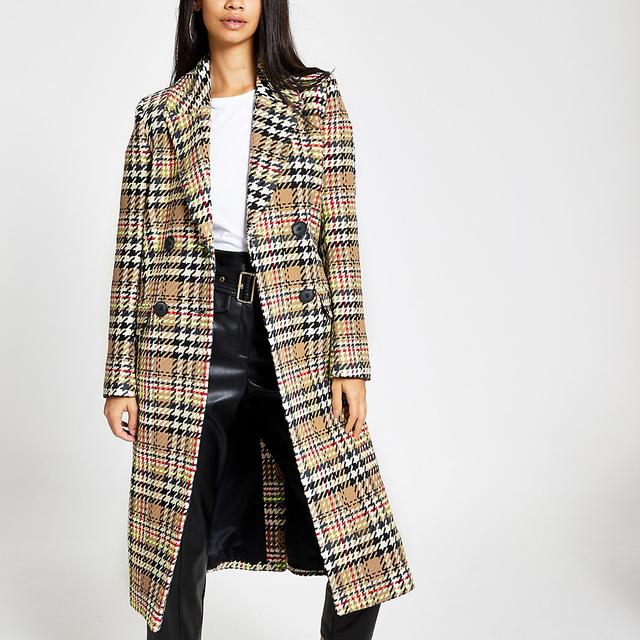 river island check coat
