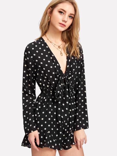Mono De Lunares Con Cuello Pico
