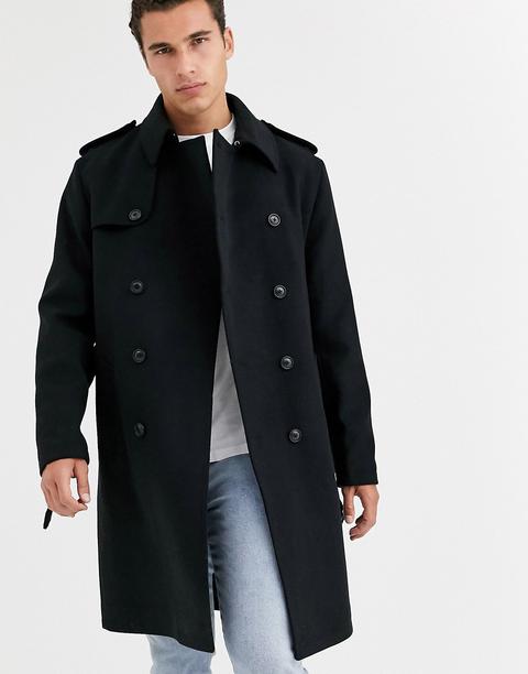 Asos Design - Trench-coat Croisé - Noir