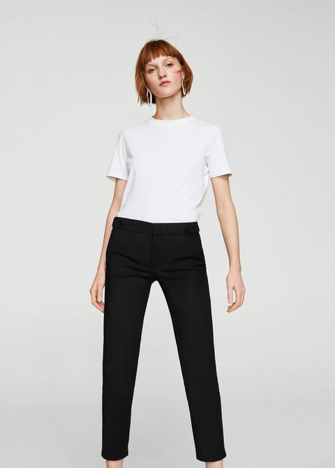 Pantaloni Crop Bottoni