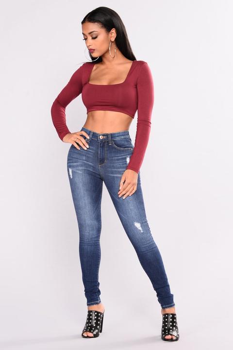 Anything But Square Crop Top - Burgundy