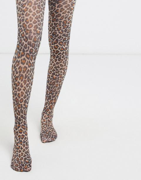 Asos Design Tights In Leopard Print-multi