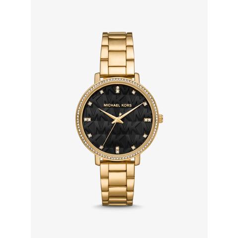 Mk Pyper Pavé Gold-tone Logo Watch - Gold - Michael Kors