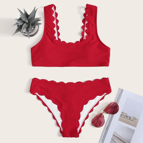 Bikini À Ourlet Festonné