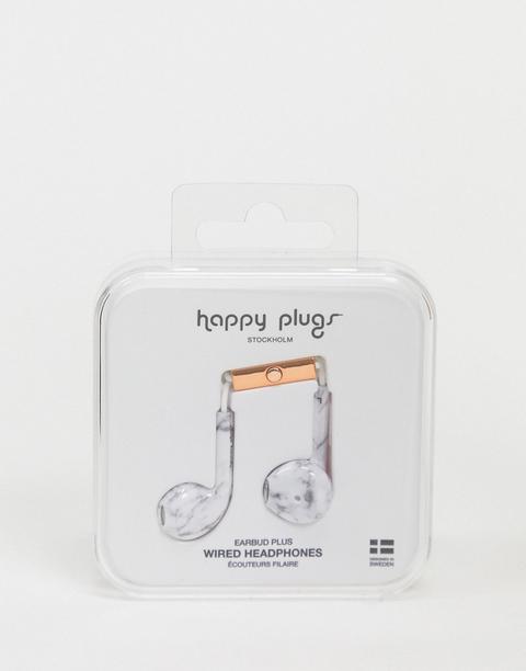 Happy Plugs Earbud Plus Earphones - White Marble-no Colour