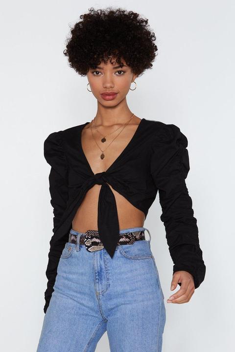 What's The Ruche Tie Crop Top