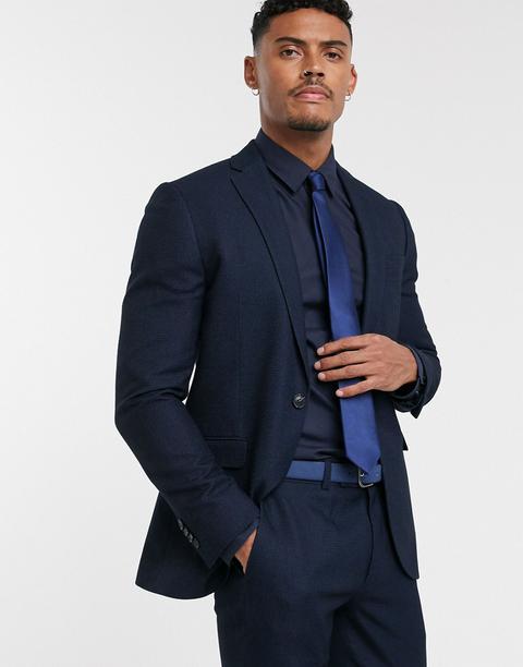 Chaqueta De Traje Ajustada En Azul Marino De Topman