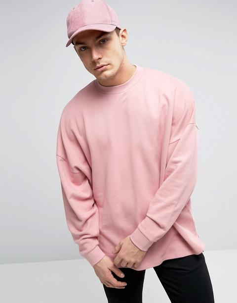 Asos - Felpa Oversize Asimmetrica - Rosa