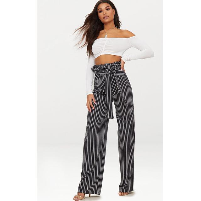 pretty little thing black paperbag trousers