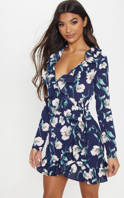 robe bleu marine en cache coeur