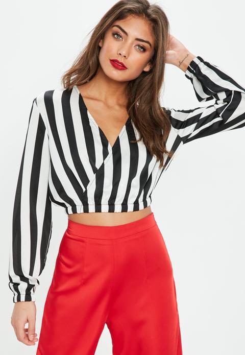 Schwarze Gestreifte Crop-bluse