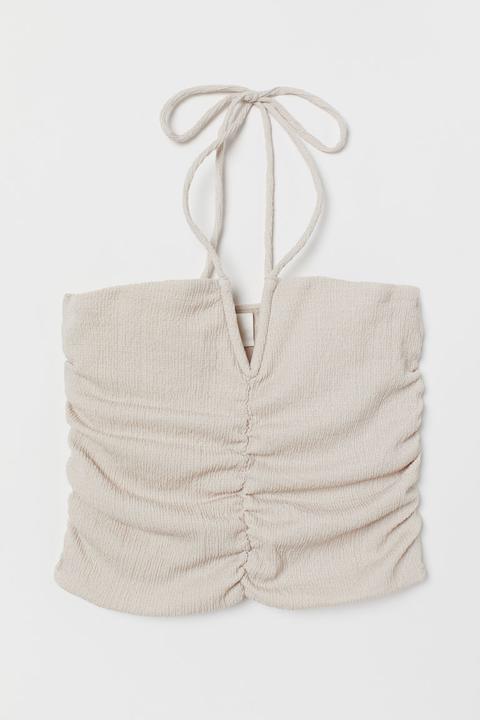 Kurzes Neckholder-top - Beige - Damen