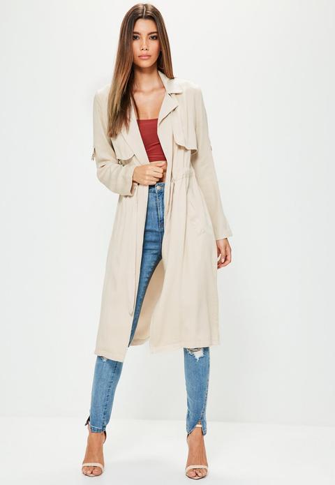 Grey Drawcord Trench Coat, Grey