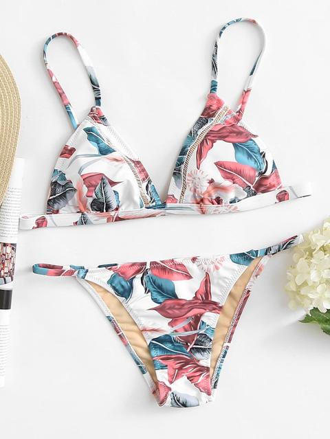 Bikini Con Stampa Foglia