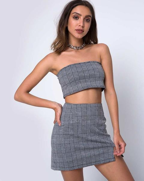 Dina Mini Skirt In Charles Check Grey By Motel