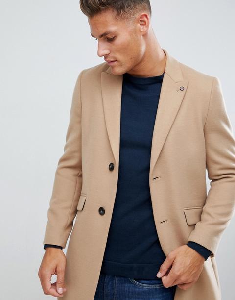 Burton Menswear - Cappotto Cammello In Finta Lana - Beige