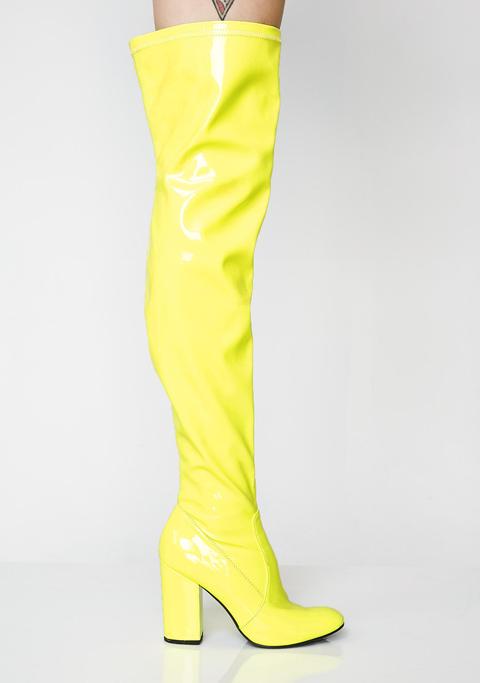 yellow thigh boots