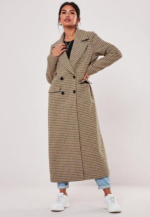 Tall Brown Check Oversized Formal Coat, Brown