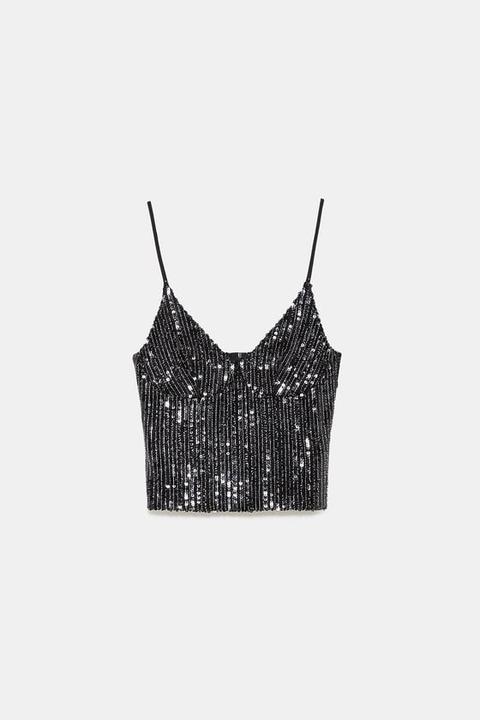 Top Cropped Paillettes