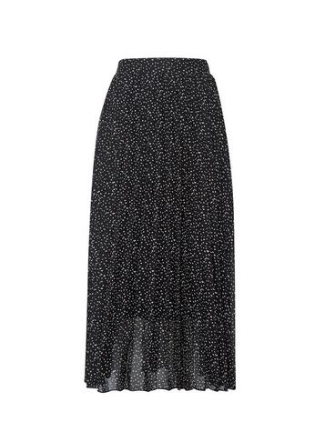 Womens Black Monochrome Print Pleat Midi Skirt, Black