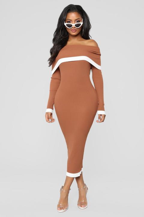 Will You Be Mine Dress - Brown/ivory