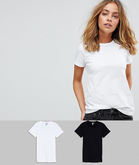 Asos Design Petite - Ultimate - Confezione Da 2 T-shirt Girocollo - Risparmia - Multicolore