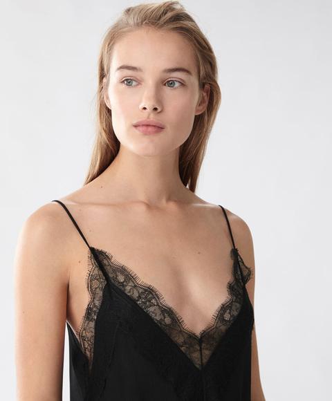 Top Tirantes Blonda Ancha Color: Negro Talla: S Material: Poliamida,viscosa,