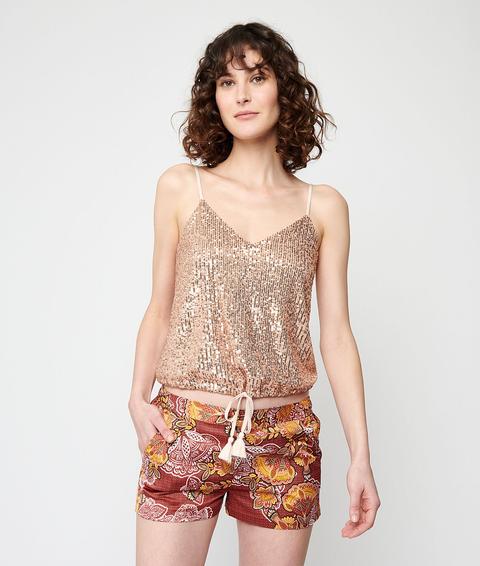 Caraco À Sequins Avec Liens À Pompons - Aurore - S - Doré - Femme - Etam