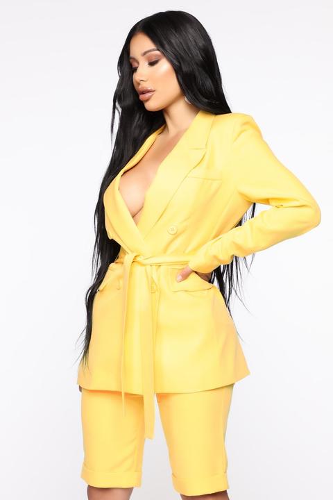 Slightly Proper Blazer Set - Yellow