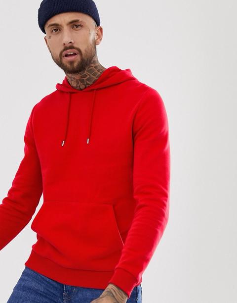 Asos Design - Felpa Con Cappuccio Rossa - Rosso