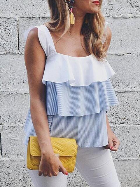 Summer Layered Ruffle Casual Tank Top