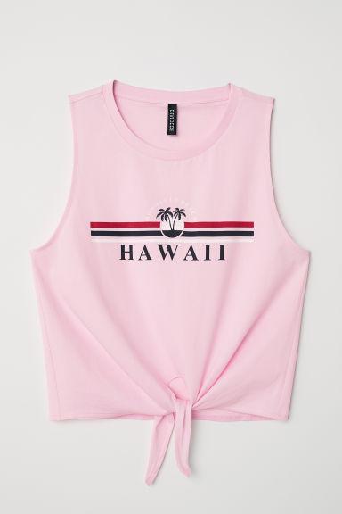 H & M - Top Da Annodare In Jersey - Rosa