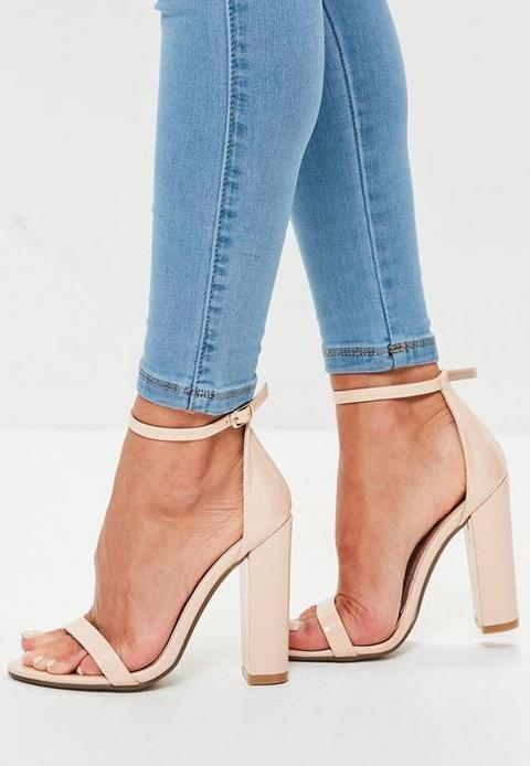 nude barely there block heels