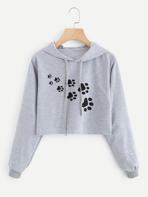 Paw Print Crop Hoodie