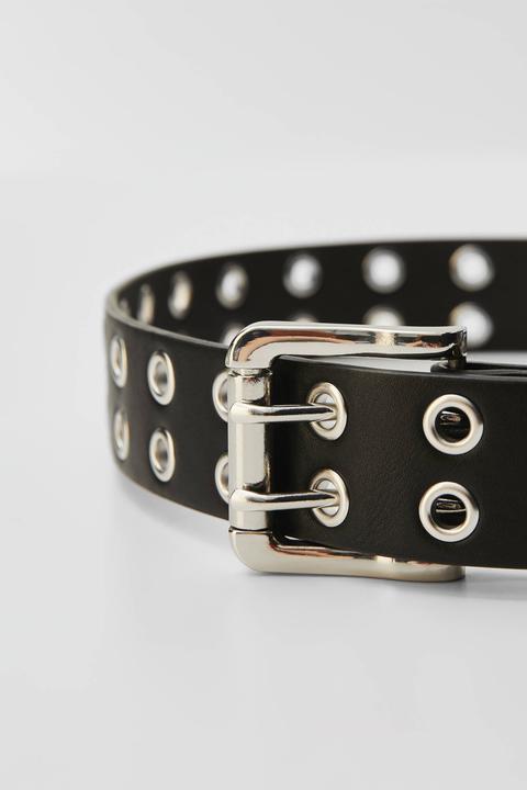 Belt With Double Rows Of Eyelets