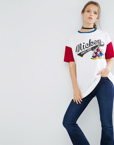 Camiseta De Corte Extragrande Con Estampado De Disney Y Mangas En Contraste De Asos