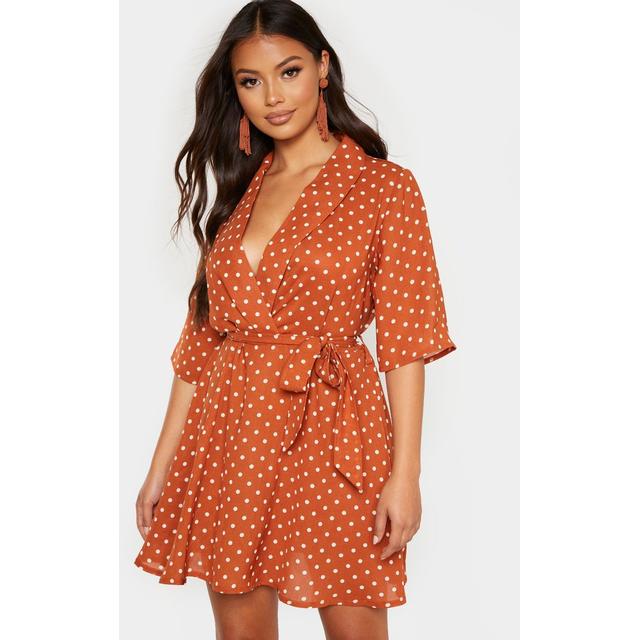 terracotta polka dot tea dress