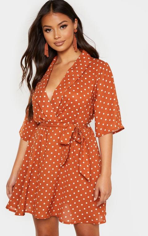 terracotta polka dot dress