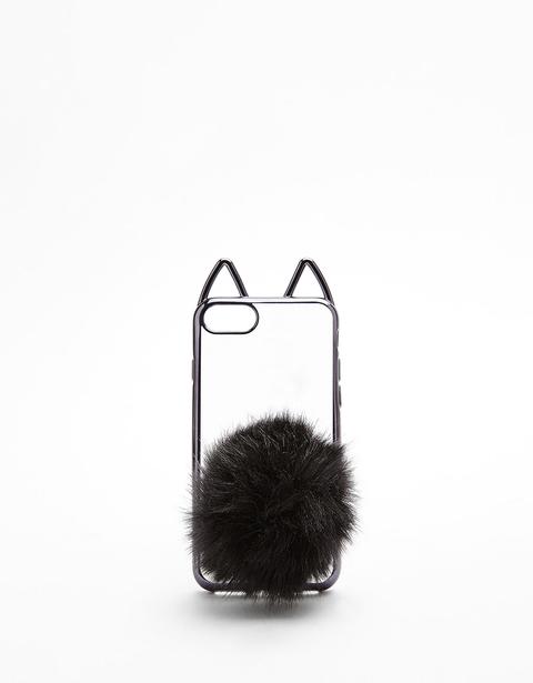 Cover Gatto Trasparente Pompon Iphone 7