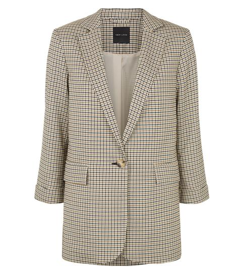 Black Check Button Front Blazer New Look