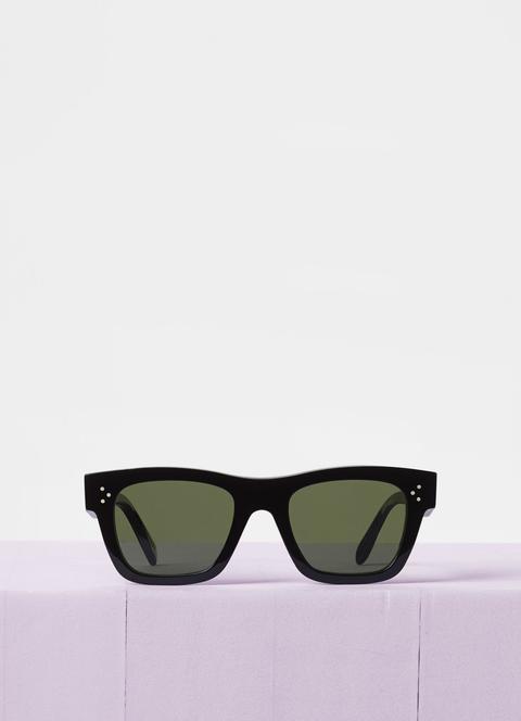 Rectangular Sunglasses In Acetate And Metal With Mineral Glass Lenses