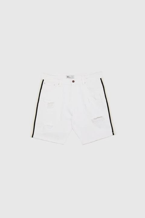 Bermuda Denim Bandas Laterales