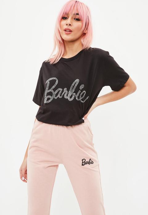 Barbie X Missguided Camiseta Con Logo De Strass En Negro