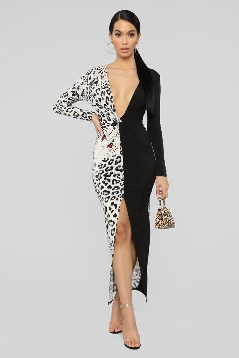 Looking For Prey Maxi Dress - Black/white