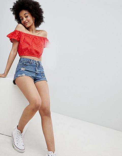 Urban Bliss - Hotpant Con Applicazioni - Blu