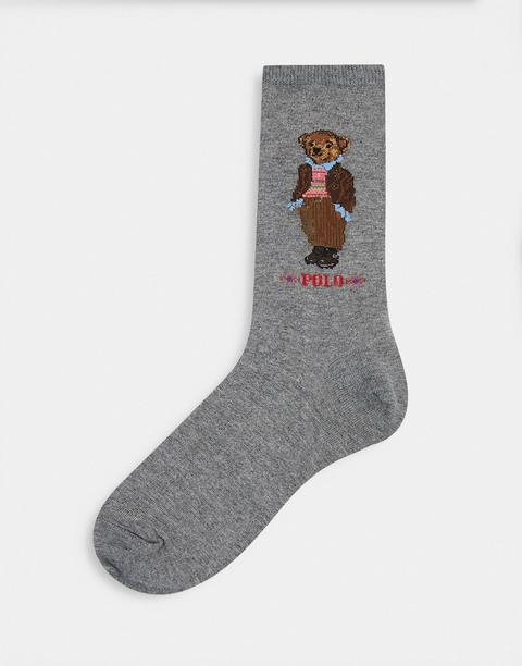 Calcetines Grises Con Diseño De Oso De Polo Ralph Lauren